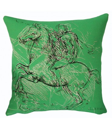 Leonardo cushion Leonardo da Vinci green Ref. 8563 - © tapisseries d'halluin