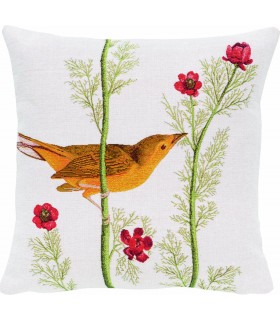Coussin oiseau Paruline beige Ref. 8565 - ©tapisseries d'halluin