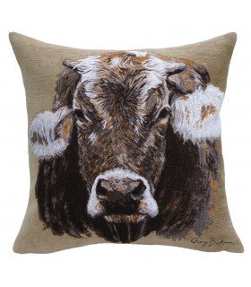 coussin vache Pantoufle beige Ref. 8730 -©tapisseries d'Halluin