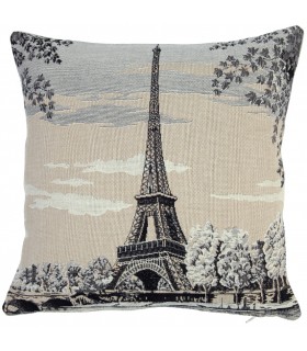 coussin tour eiffel fusain paris - 8061 - ©Tapisseries d'halluin - monuments