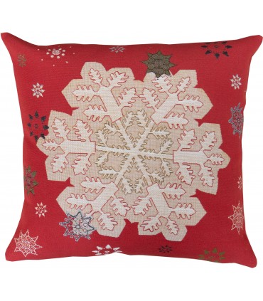 Coussin Flocon rouge 8343 - Tapisserie d'Halluin - idée cadeau