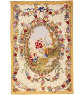 Tapisserie médaillon florale et champêtre - Tapisseries d'Halluin