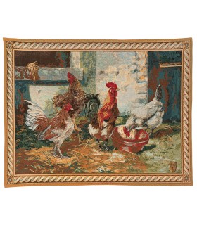 TAPISSERIE POULES ET COQ - Tapisserie d'Halluin